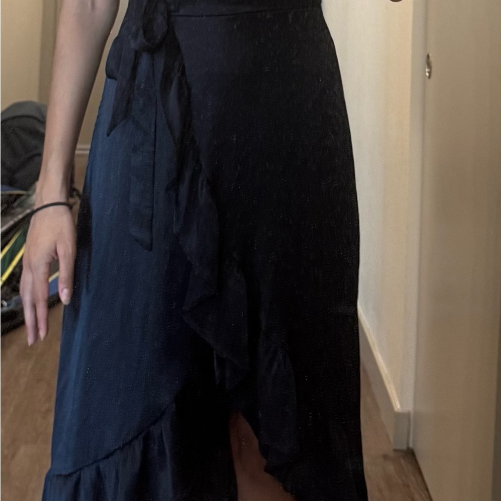 Navy Blue Wrap Midi Dress